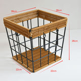 New design Square plastic rattan wicker french baguette bread basket with handle