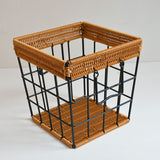 New design Square plastic rattan wicker french baguette bread basket with handle