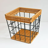 New design Square plastic rattan wicker french baguette bread basket with handle