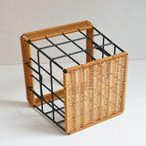 New design Square plastic rattan wicker french baguette bread basket with handle