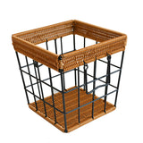 New design Square plastic rattan wicker french baguette bread basket with handle