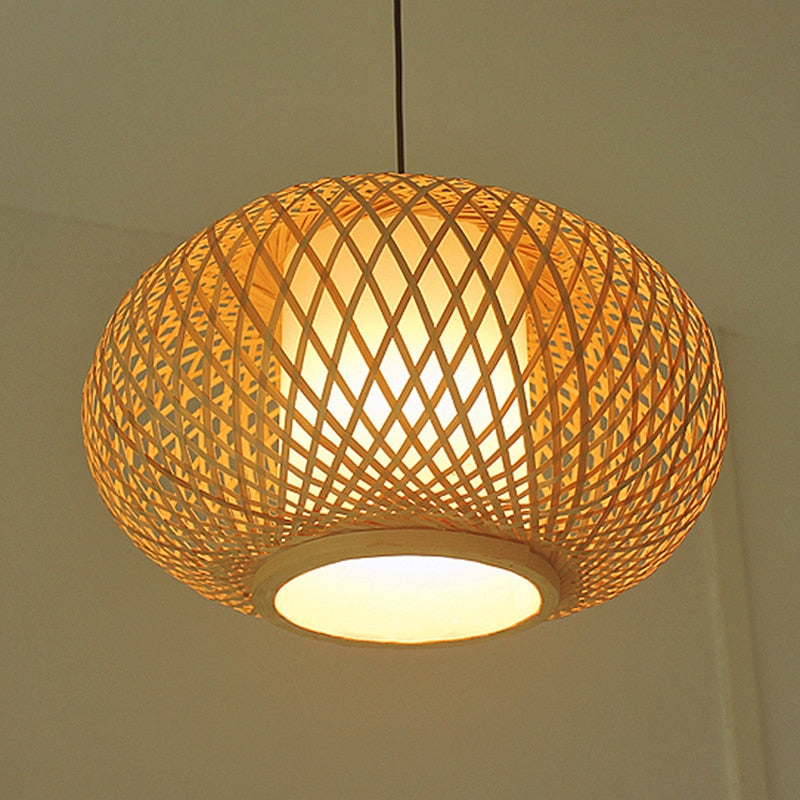 Hand knitted Bamboo Pendant Light,Japan style E27 for restaurant bedroom Rustic rattan art lampadario industrial lamp suspendues