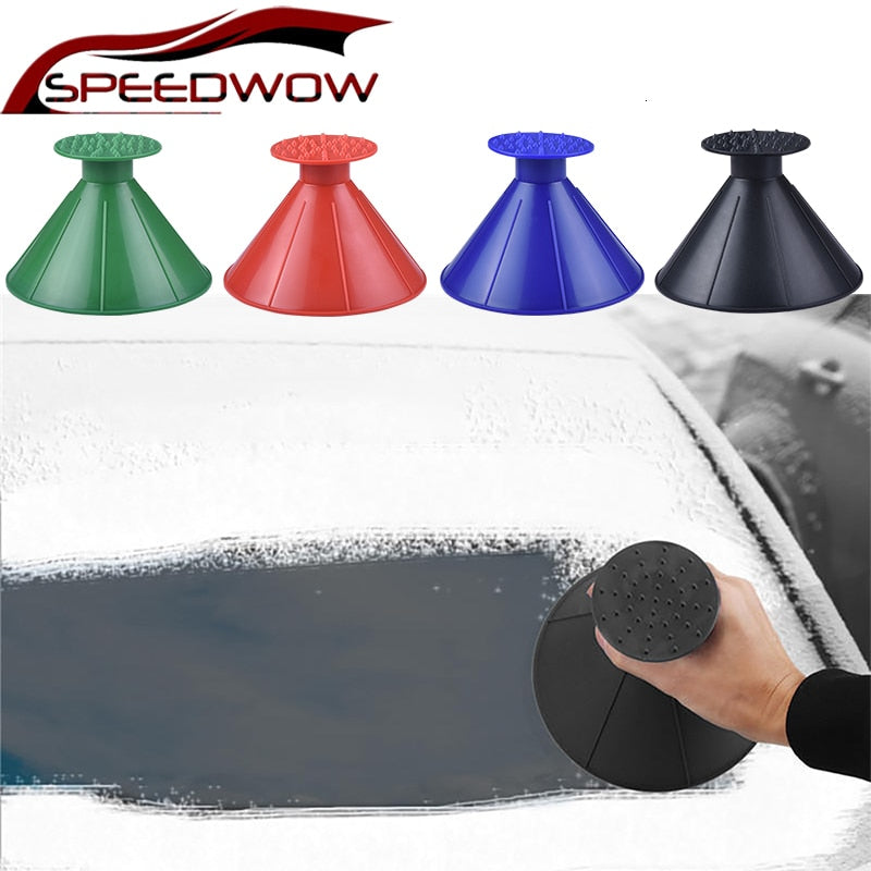 SPEEDWOW 1pcs Auto Car Magic Window Windshield Car Tool Cone Shaped Ice Scraper Round Funnel Snow Remover Scrape Tool