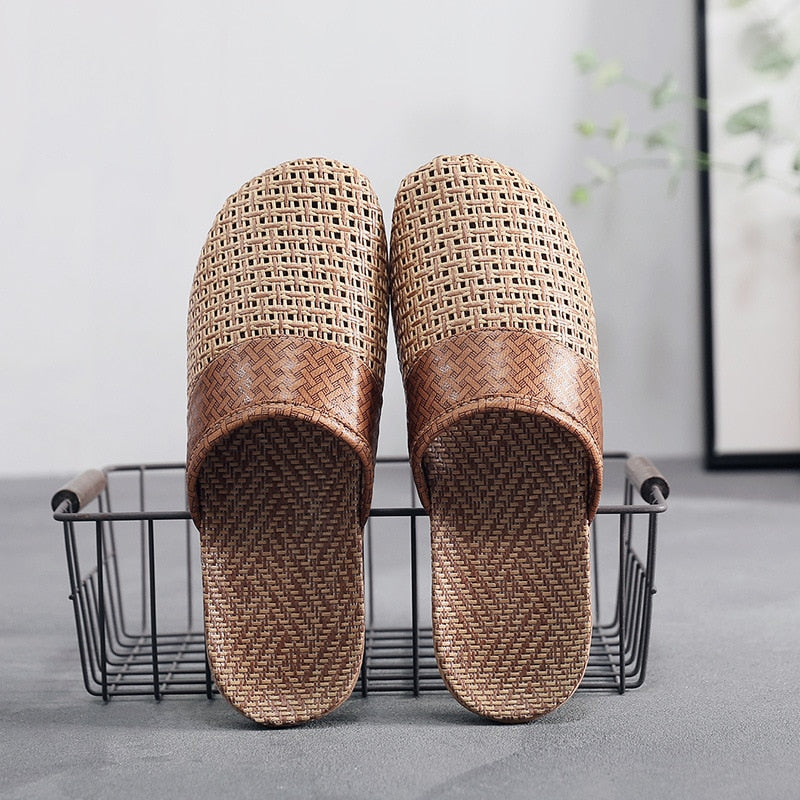 Suihyung New Men Summer Shoes Slippers Flax Weaving Breathable Non-slip Male Sandals Beach Flip Flops Man Indoor Slippers Slides